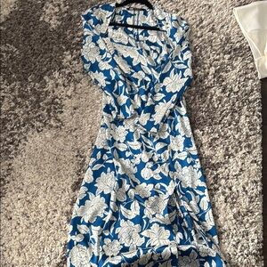 Zara Floral Blue and White Dress